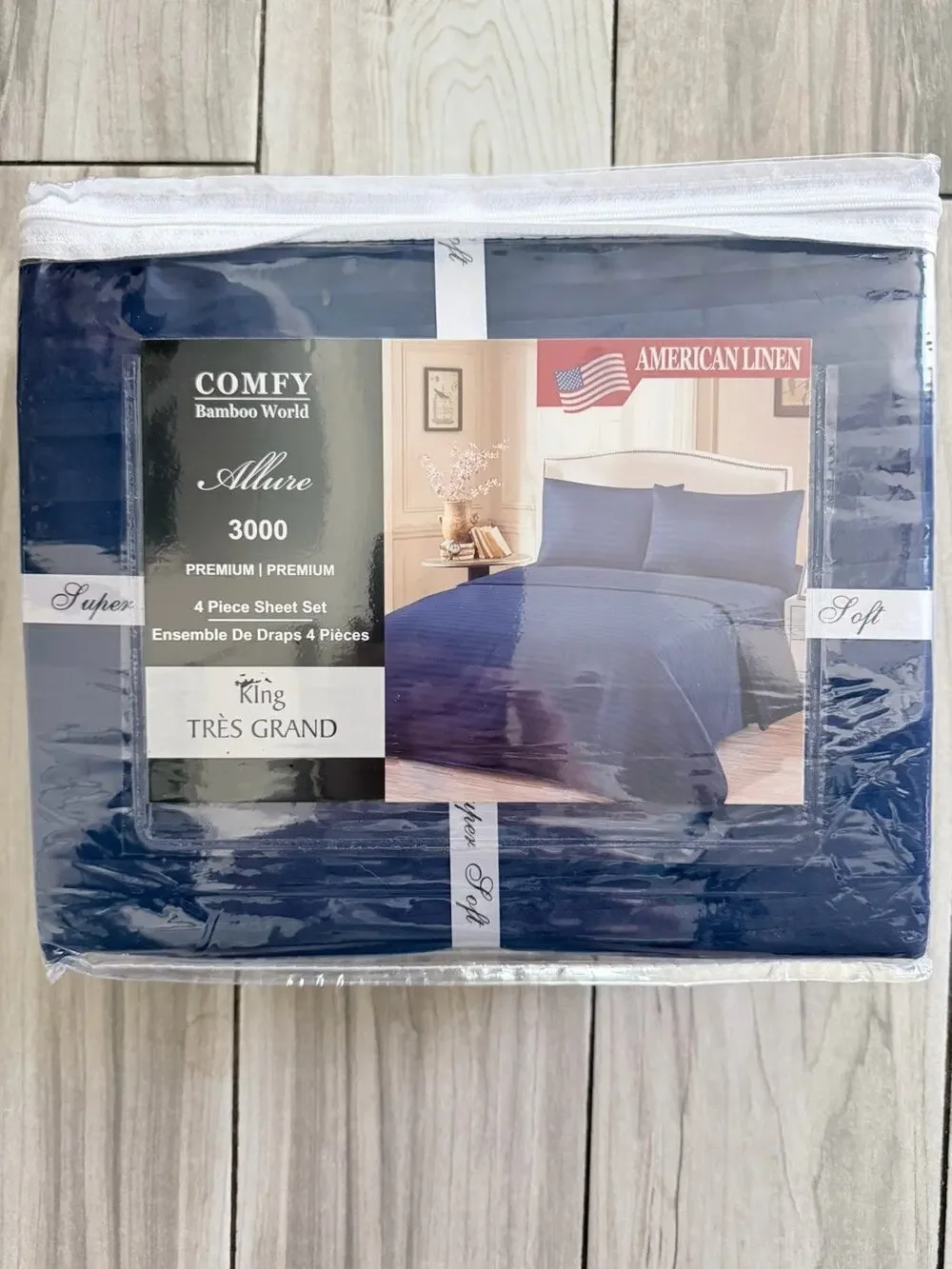 Allure Comfy Bamboo Premium Navy Blue King Size Bedsheet Set Brand New